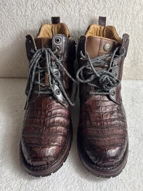 Cuadra Men's Size 9 EE Caiman/fuscus Ankle Boot Dark Brown 34954